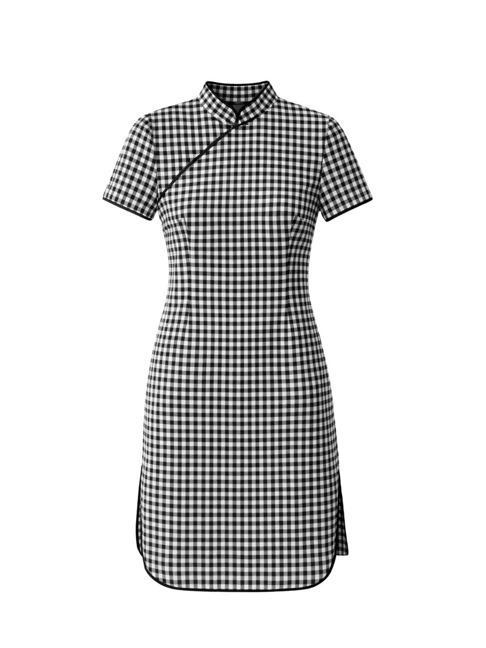 Vichy Chinese Dress in Black, handmade in Cambodia