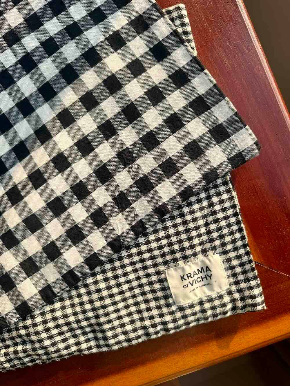 Krama Placemat (x4) in Black, handmade in Cambodia