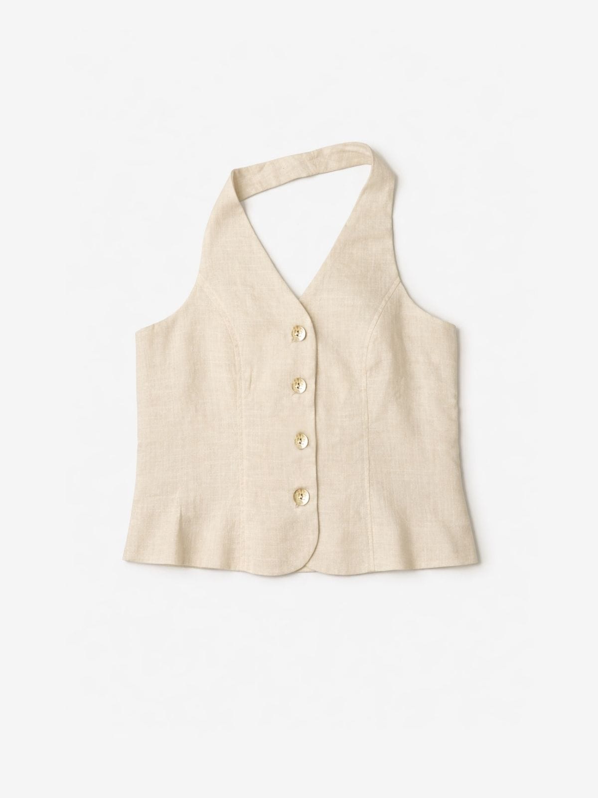 Linen Top in Off White, handmade in Cambodia