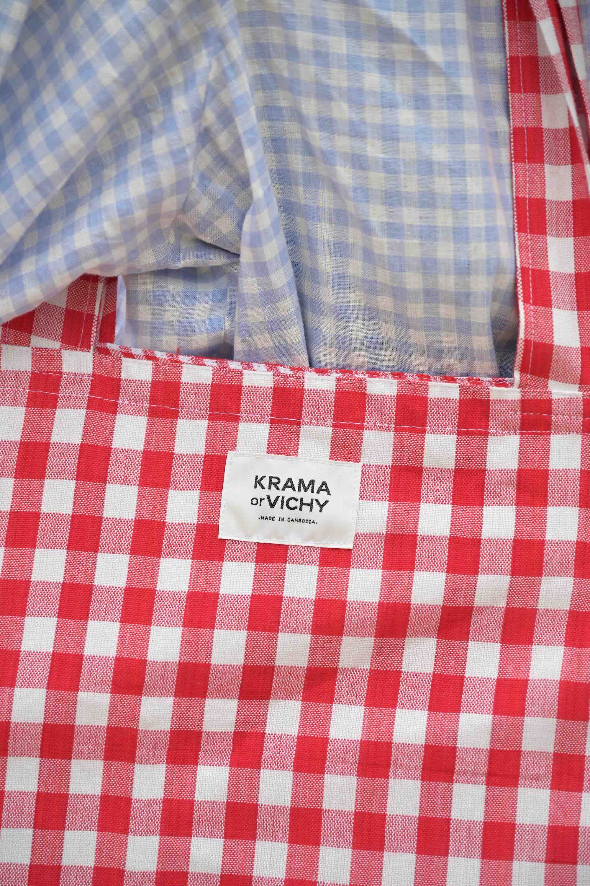 Krama Tote Bag in Navy, handmade in Cambodia (view 2)