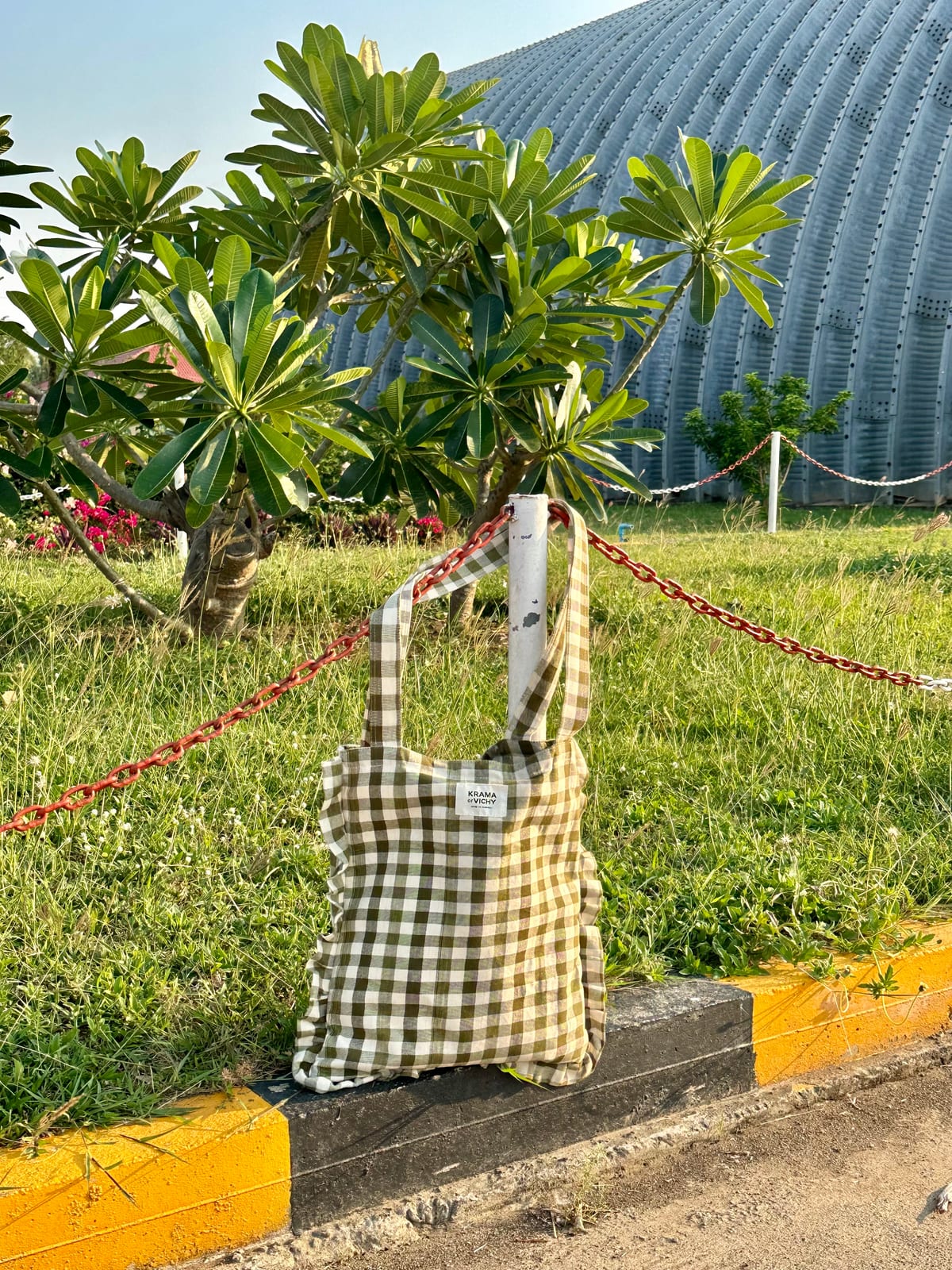 Tote bag krama – Vert, fait main au Cambodge