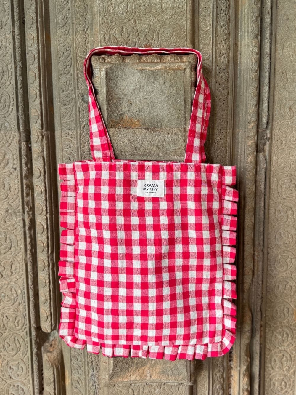 Krama Tote Bag in Navy, handmade in Cambodia (view 7)